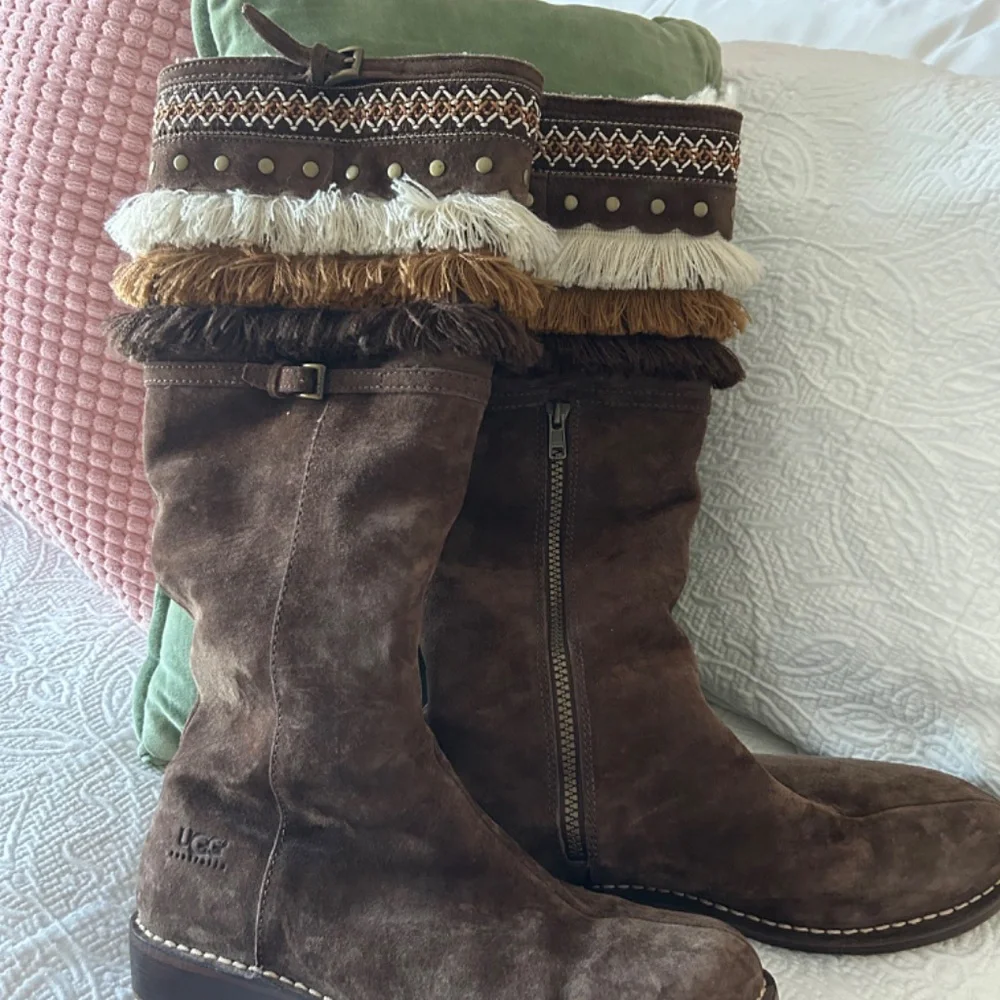 Ugg Brown and Tan Fringe Boots Size 8